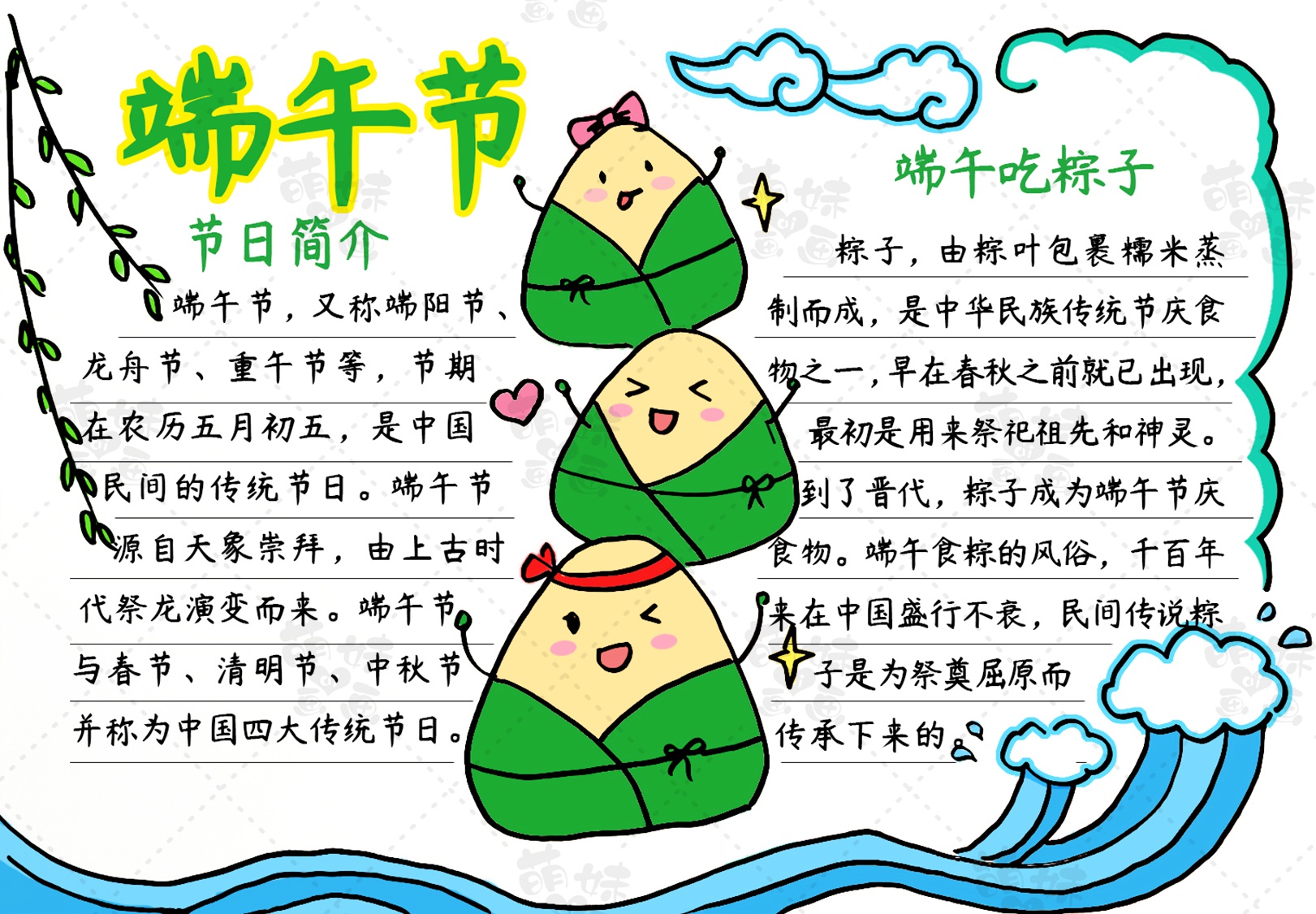 小學(xué)生端午節(jié)手抄報(bào)，簡(jiǎn)單好畫(huà)，含內(nèi)容文字